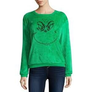 Dr. Seuss The Grinch Plush Green Fuzzy Pullover Sweatshirt XXL 2016 Universal